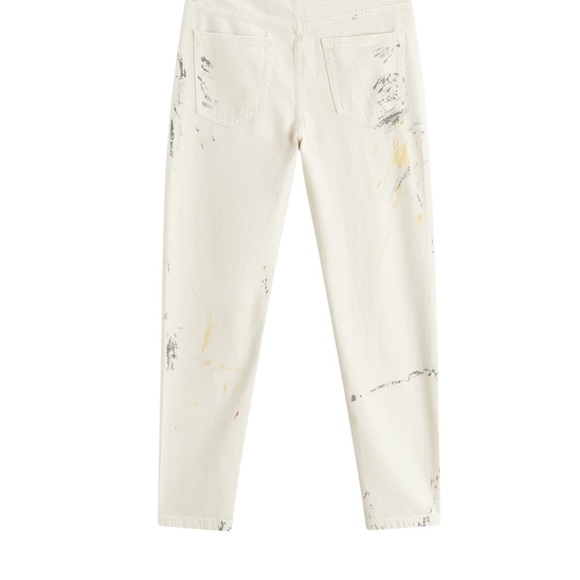 Zara Men Paint Spatter Ripped White Multi Colored Jeans - Picture 3 of 16